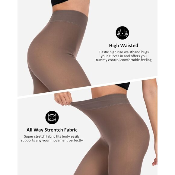 Winter Fleece Translucent 300g Legging Women Thick Thermal Velvet Tights Wear - Picture 2 of 6